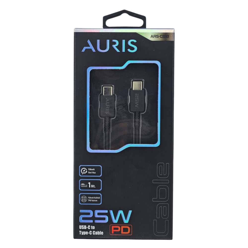 ARS-CB18 Auris USB-C Type-C PD 25W Süper Hizli Şarj Kablosu