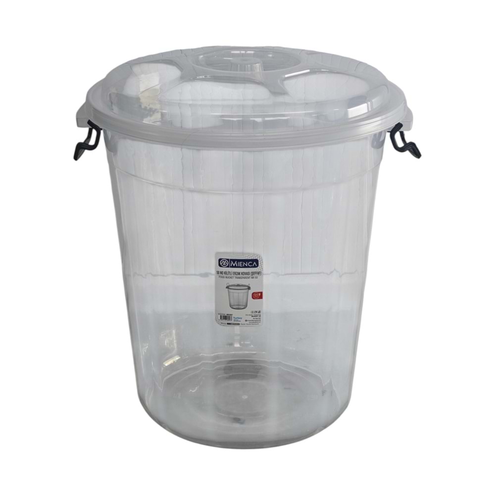 MRD097 Merdem Mienca 50lt Şeffaf Kilitli Erzak Kovası