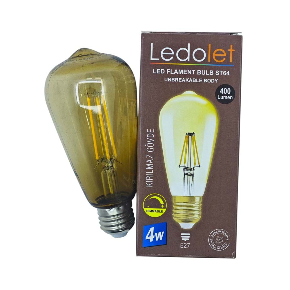 ST64 Ledolet E27-4W Flament Led Bulb ST64 Ampul