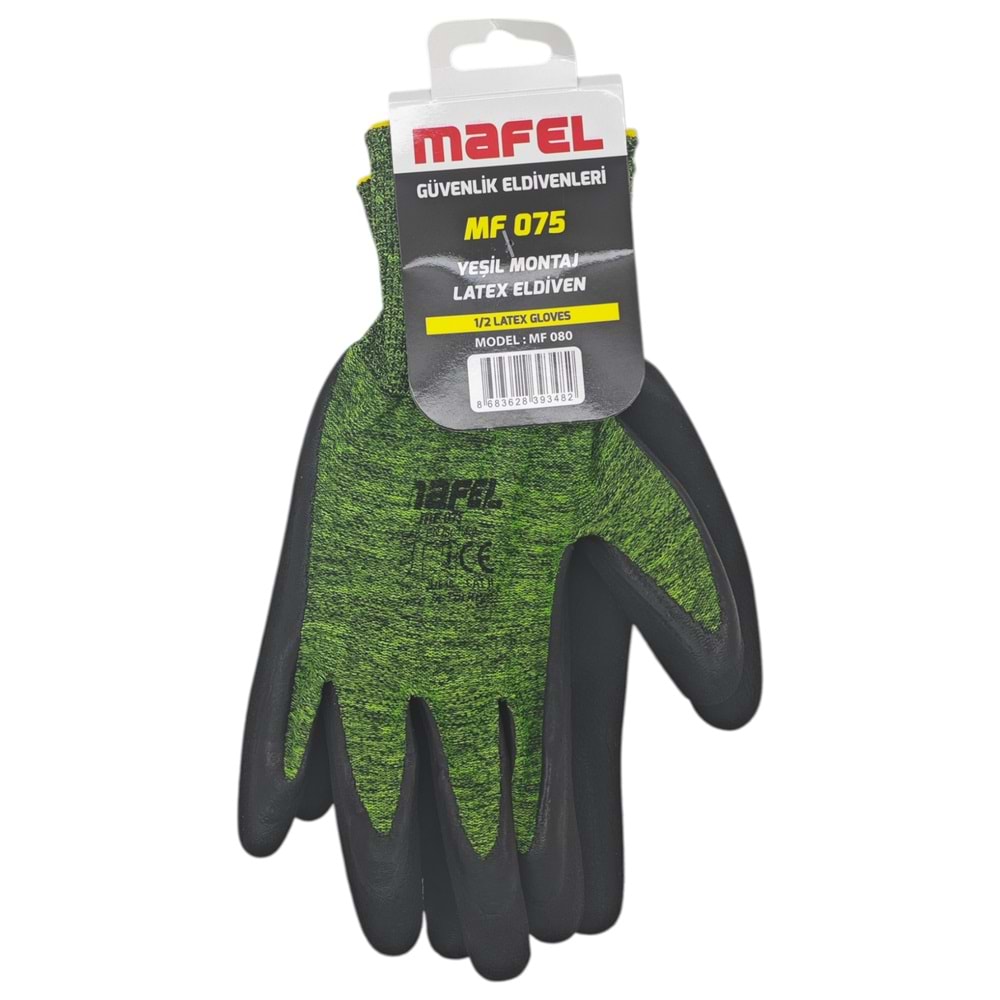 MF 075 Mafel Yeşil Latex Montaj Eldiveni 1/2 10