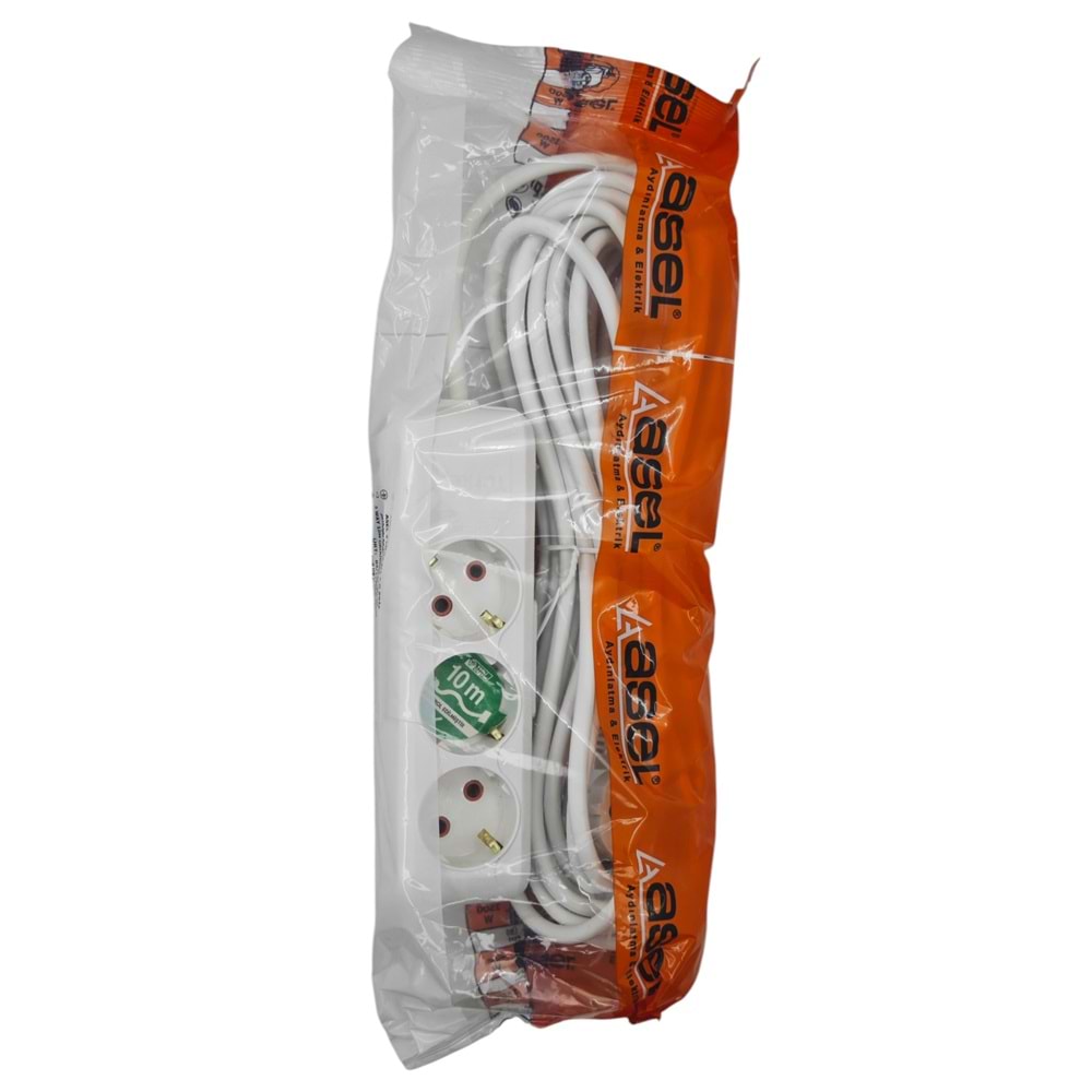 ASL-200 0218 Asel Ara Kablo Grup Priz 3lü 10m