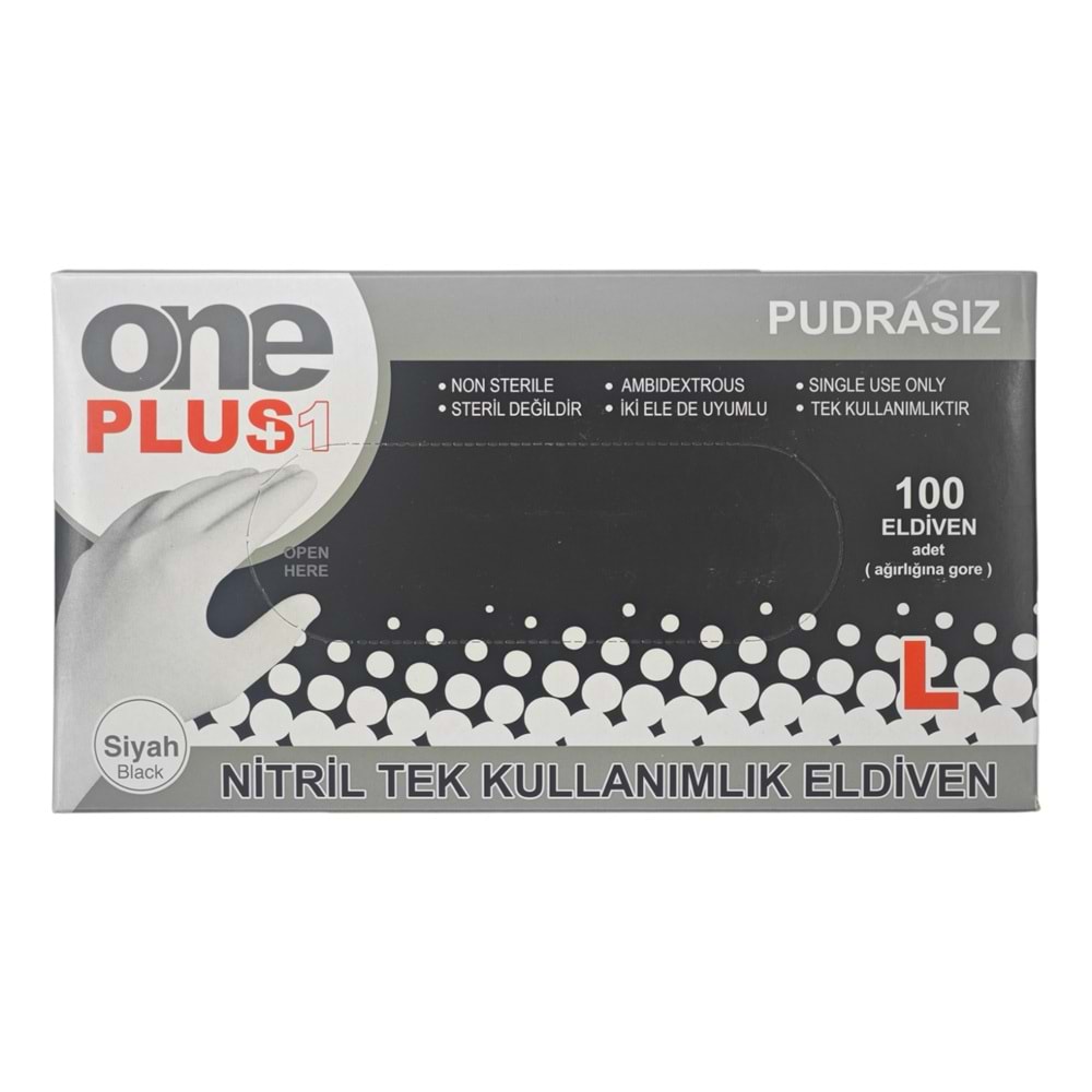 PGD-049 One Plus (L) Pudrasız Siyah Nitril Eldiven