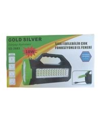 GS-2683 Gold Silver 10W Led Şarjlı El Feneri
