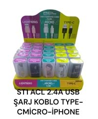 St1 Acl 2.4A Usb Şarj+Data Kablo Seti - Type-C/Micro/Lightning