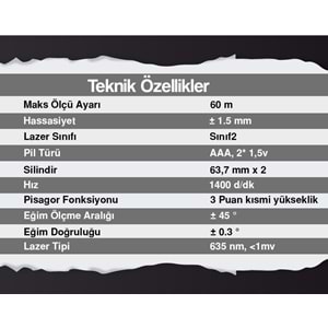 ATLM 60 Attlas Lazer Metre 60m - Mesafe Ölçer