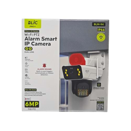BLM-94 Blic 3+3MP Çift Lens FHD Alarmlı Smart IP Kamera