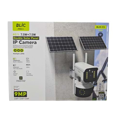BLM-93 Blic 4G 7,5W Çift Solar Sarj Panelli 3+3+3MP Çoklu Lens IP Kamera