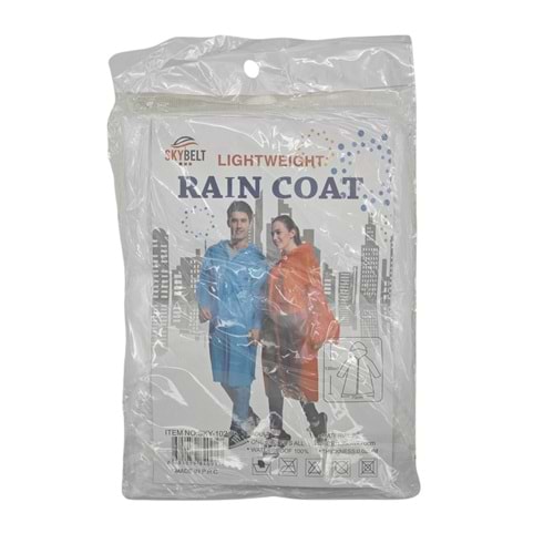 SKY-102 Skybelt Rain Coat İnce Kullan At Yağmurluk - Şeffaf