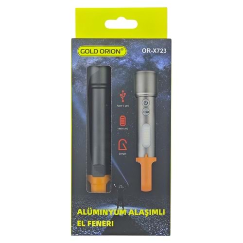 OR-X723 Gold Orion Alüminyum Alaşımlı Şarjlı El Feneri