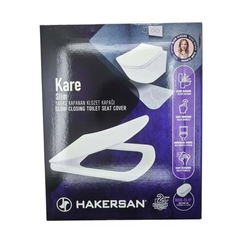 00993 Hakersan Kare Slim Yavaş Kapanan Klozet Kapağı