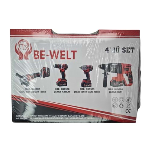 BHD.ST04 Be-Welt 36V 4lü Şarjlı Set - BHD903-BHD906-BHD907-BHD908