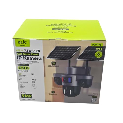 BLM-95 Blic 7.5W Çift Solar Sarjlı 3+3+3MP IP Kamera