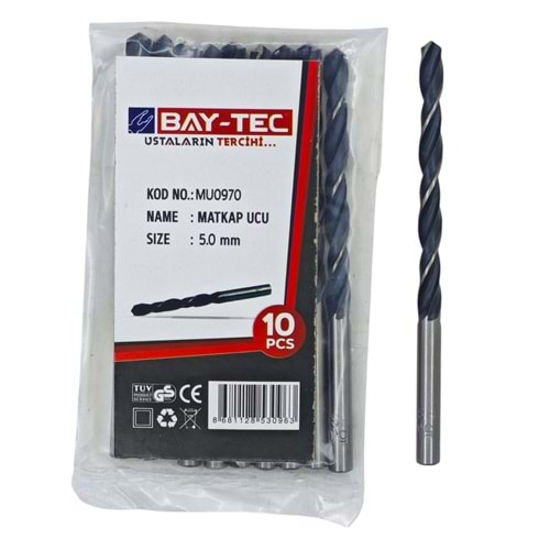 MU0970 Bay-Tec Hss Matkap Ucu 5.0mm (Siyah-Beyaz)