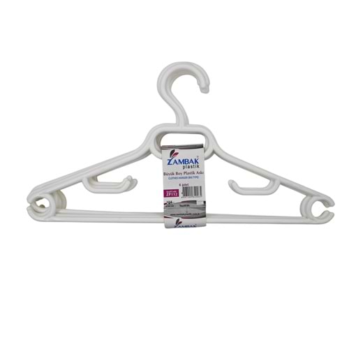 ZP112 Zambak Plastik Büyük Boy Elbise Askısı 6lı