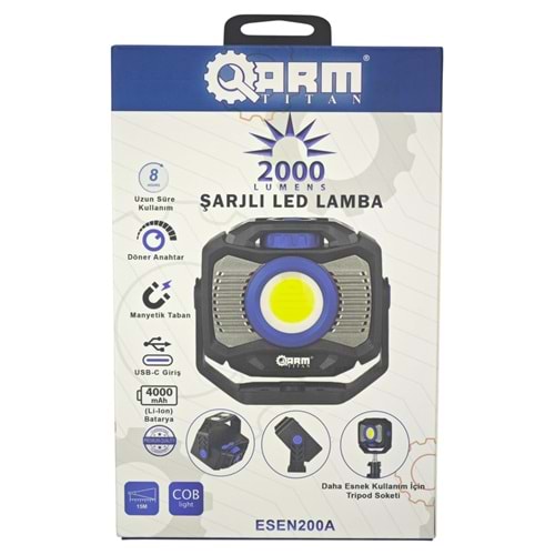Esen200A ARM Şarjlı Led Lamba 2000 Lümen - Tripod Ayaklı