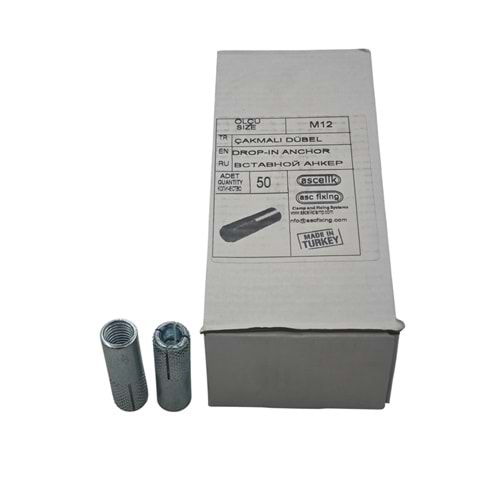 ASC CDB M12 Asçelik Çakmalı Çelik Dübel M12 47mm