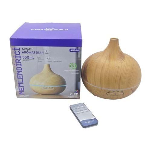 AUS-01 Auhma 7 Led Aromaterapi Nemlendirici 550ml - Ahşap