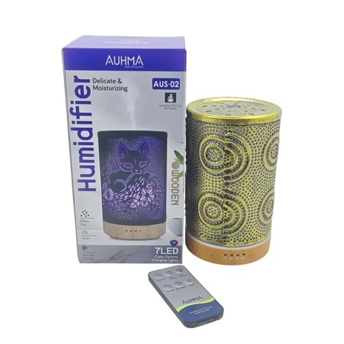 AUS-02 Auhma 7 Led Aromaterapi Nemlendirici 200ml - Ahşap