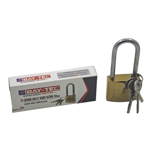 MK2338 Bay-Tec Uzun Sarı Asma Kilit 38mm