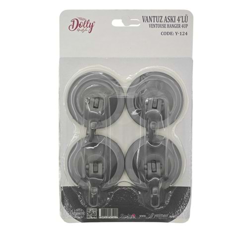 Y-124 Dolly Kilitli Vantuz Askı 4lü