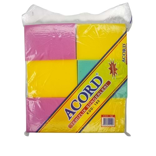 185 Acord Temizlik Süngeri 12li - Renkli
