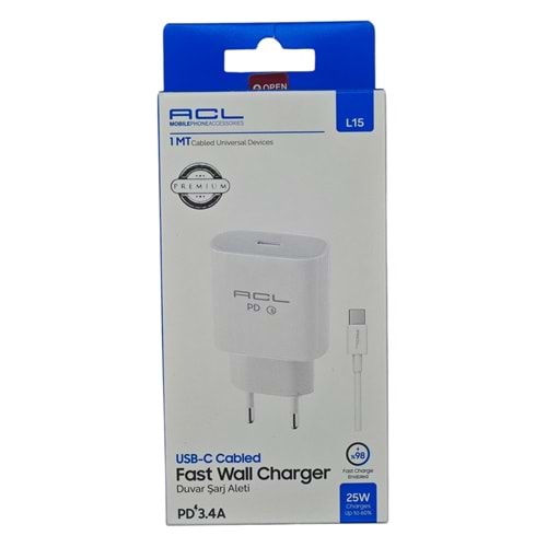 AC-1 L15 Acl PD 3.4A 25W Hızlı şarj Seti - Type-C to C