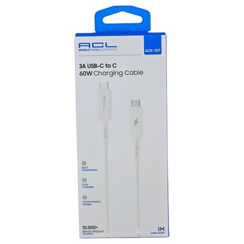 ACK-107 Acl PD 3A 60W Hızlı şarj Seti - Type-C to C