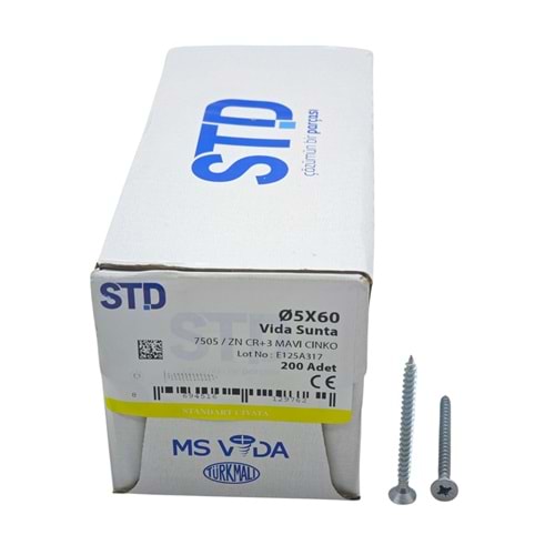 5060 STD 5*60mm Çinko Sunta Vidası 200lü
