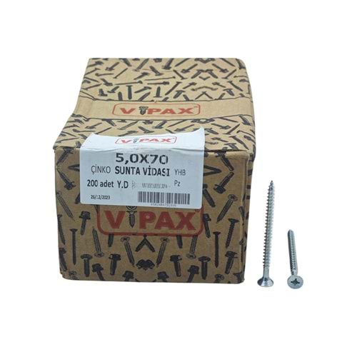 5070 Vipax 5*70mm YBH Çinko Sunta Vidası 200lü