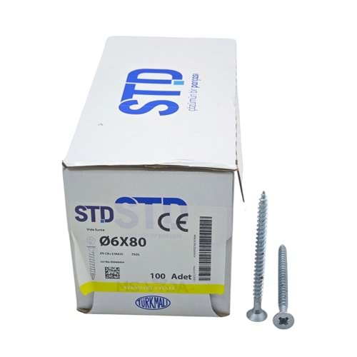6080 STD 6*80mm Çinko Sunta Vidası 100lü