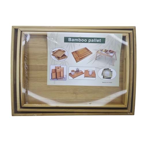 34969-12 Özcan Dikdörtgen Bambu Servis Tepsisi 3lü