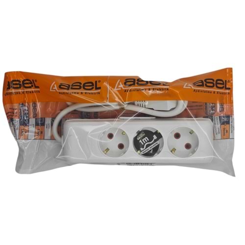 100-0106-1 Asel Ara Kablo Grup Priz 3lü 1m