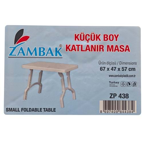 ZP 438 Zambak Plastik Katlanır Masa 67*47x57cm - Küçük