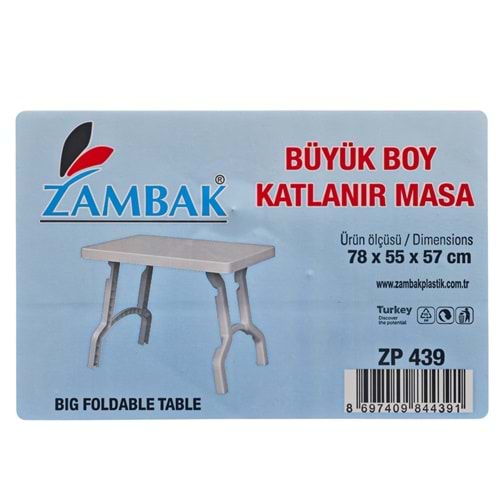 ZP 439 Zambak Plastik Katlanır Masa 78*55x57cm - Büyük