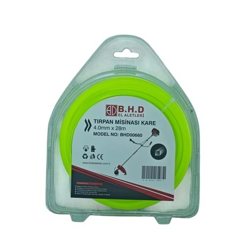 BHD00660 B.H.D Kare Tırpan Misinası 4mm 28m