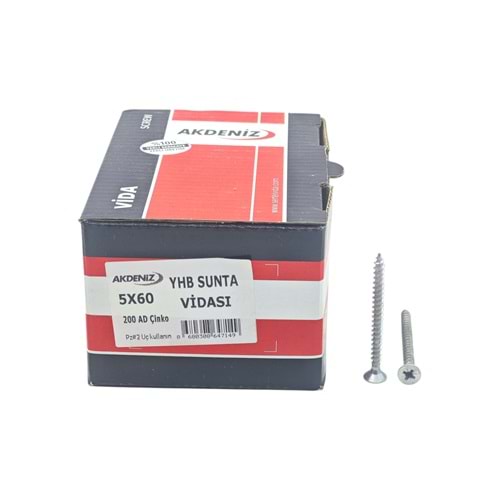 5060 Akdeniz YHB Sunta Vidası 5*60mm 200lü Çinko