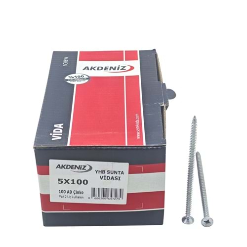 50100 Akdeniz YHB Sunta Vidası 5*100mm 100lü Çinko