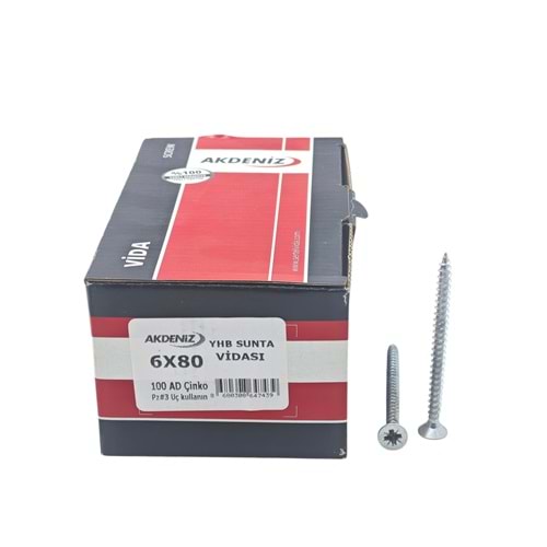 6080 Akdeniz YHB Sunta Vidası 6*80mm 100lü Çinko