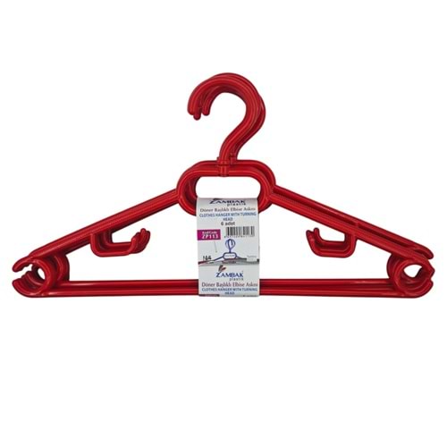 ZP113 Zambak Plastik Dönerbaşlı Elbise Askısı 6lı