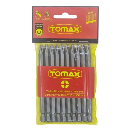 T-0220 Tomax Yıldız Bits Uç PH 2 100mm - Köşeli