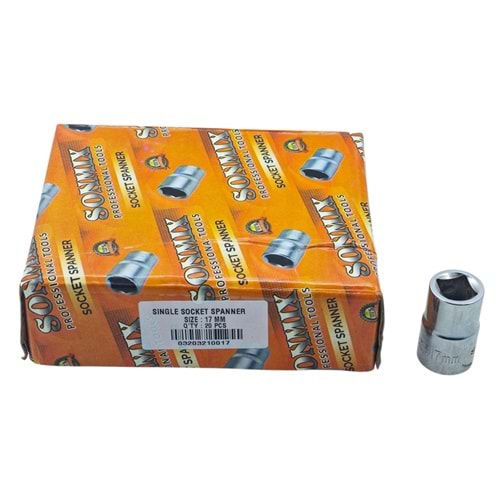 SNX-KL17 Sonmix Cr-V 6 Köşe Kısa Lokma 17mm