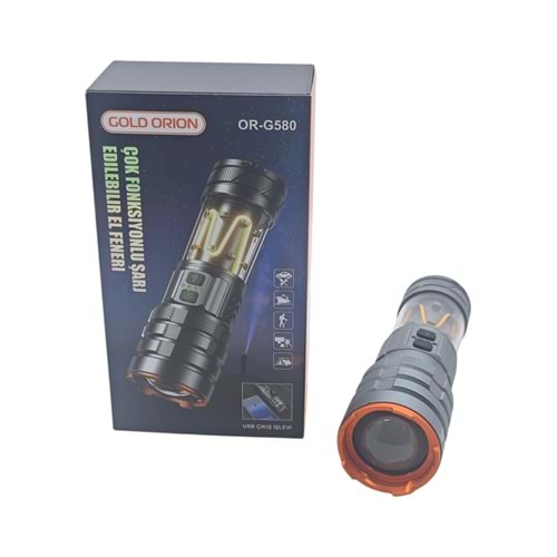 OR-G580 Gold Orion Fonksiyonlu Şarjli El feneri