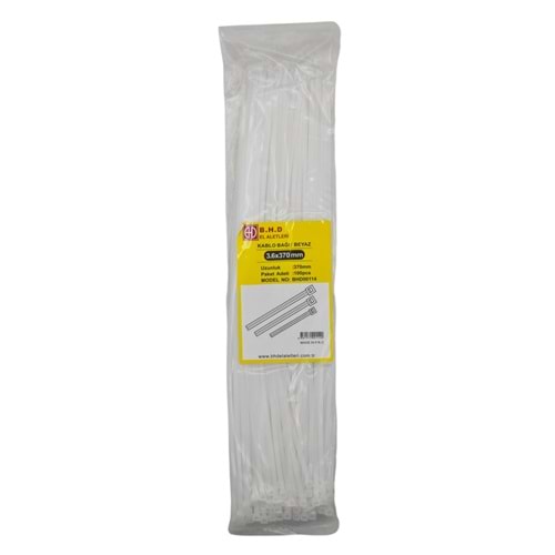 BHD00114 B.H.D Kablo Bağı - Plastik Kelepçe 3.6*370mm - Beyaz