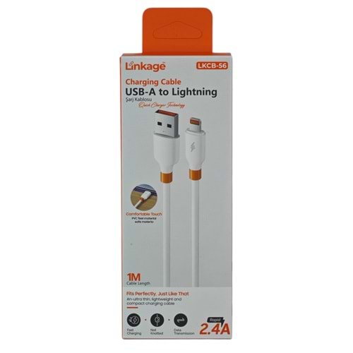 LKCB-56 Linkage 2.4A USB-A to Lightning Şarj Data Kablosu