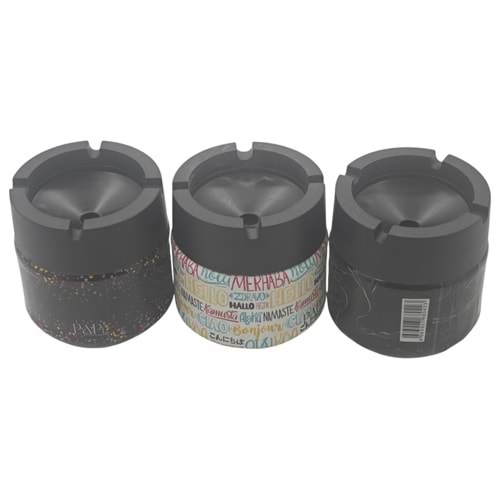 06236 Plastik İçli Kokusuz Küllük 330cc - Cam - Desenli