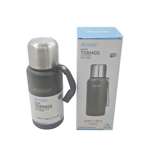OUT-5000 Orcamp Bardak Kapaklı Çelik Termos 500ml