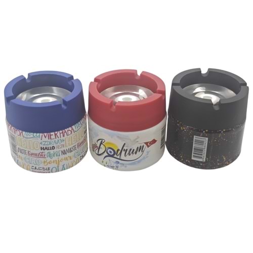 06337 Metal İçli Kokusuz Küllük 330cc - Cam - Desenli