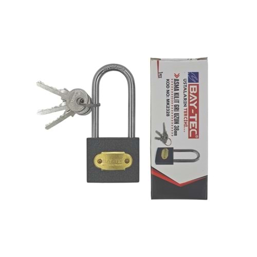 MK2328 Bay-Tec Uzun Gri Asma Kilit 38mm