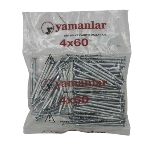 07245 Yamanlar Kanallı Çelik Çivi 4*60 - Beton