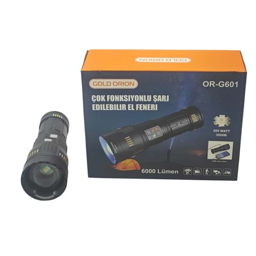 OR-G601 Gold Orion 200W Şarjlı El Feneri 6000 Lümen
